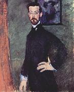 Amedeo Modigliani Portrat des Paul Alexanders vor gronem Hintergrund oil painting